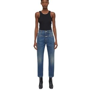 Closed Pedal Pusher High Rise Straight Leg Slim Jeans
